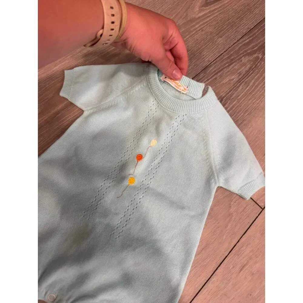 Baby Blue Knitted Balloon Onsie